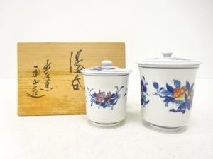 出石焼　永澤永山造　色絵　組湯呑